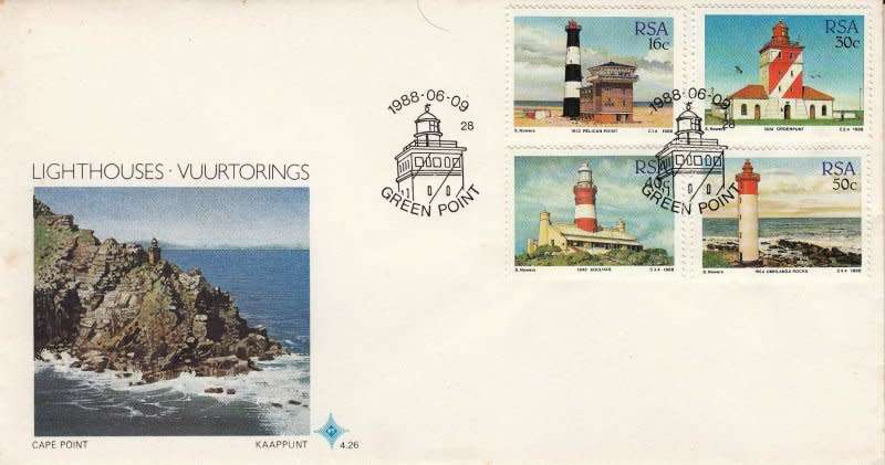 South Africa, Scott #714/717,1988, FDC, Lighthouses