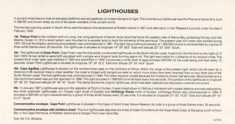 South Africa, Scott #714/717,1988, FDC, Lighthouses