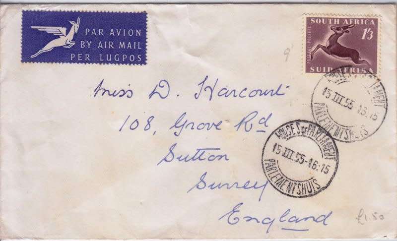 South Africa,Union,Cover,1955,From the House of Assembly Cape Town