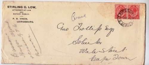 South Africa,Union 1916 entire to Cape Town