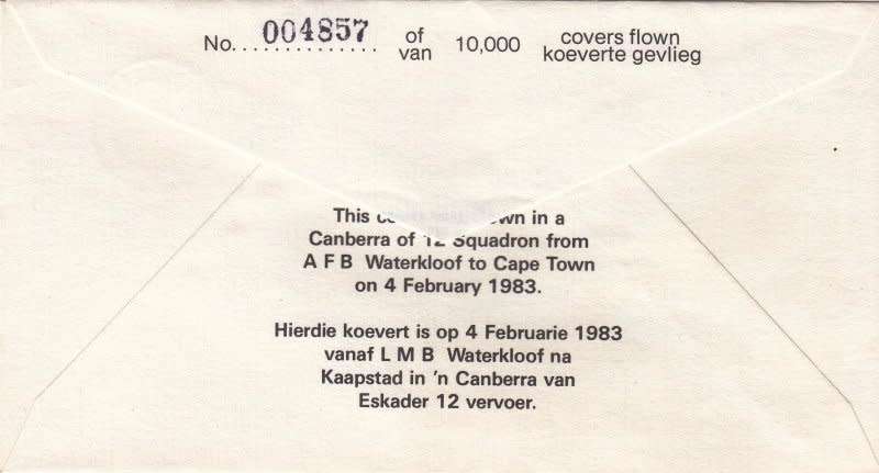 RSA,Scott #609,1983,Aviation Cover,Size19cmX10cm