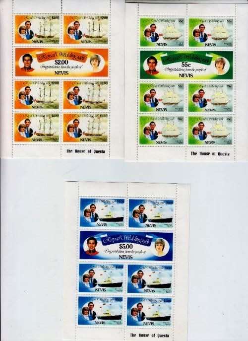 Nevis,Scott#135,137,139,1981,MNH 3 Souvenir Sheets,CV$6.5