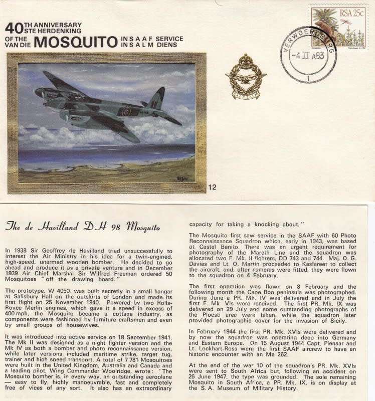 RSA,Scott #609,1983,Aviation Cover,Size19cmX10cm