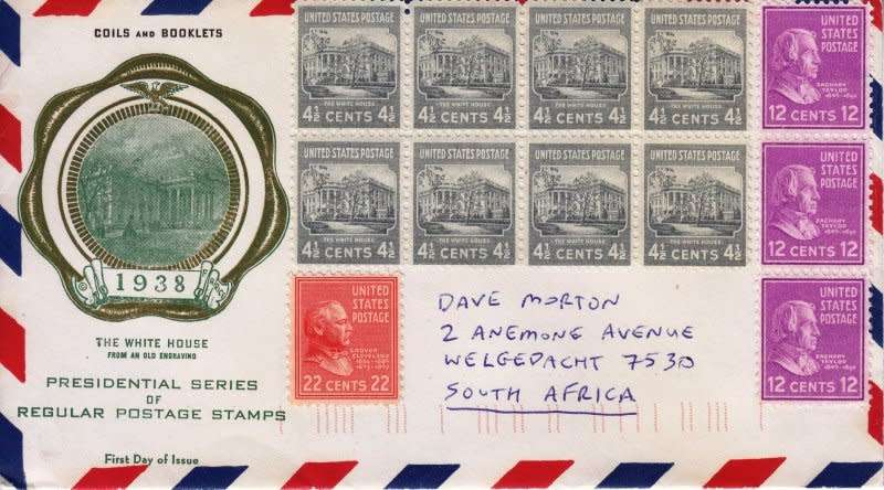 United States,1938,FDC,Stunning cover to South Africa!