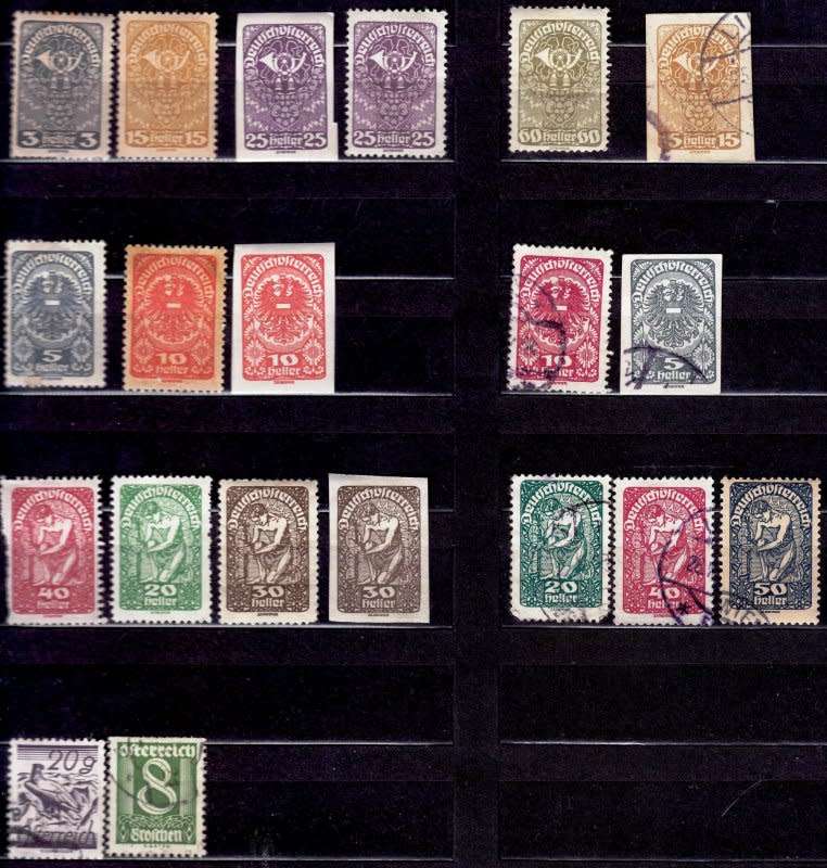 Austria,Scott #200/2,205a,204,207/8,210/1,213,215/6,228,230/1,233,310,316,FU,CV$6.00