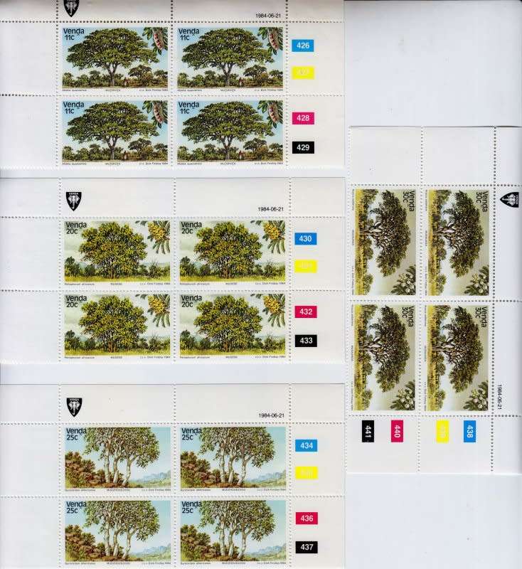 South Africa,Venda,Scott #92/95,1984,MNH,Control Strips,CV$6.00,Trees