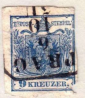 Austria,Scott #5,1850,FU,Thin paper,Large thinning