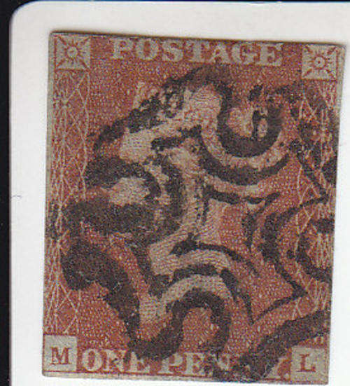 Penny Red (1d) imperf. with Maltese cross cancellation