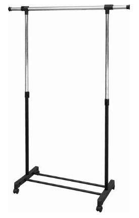 STAINLESS STEEL SINGLE RAIL - TELESCOPIC CLOTHES RACK