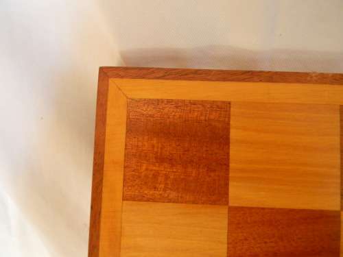 Yellowwood And Mahogany Chess Board With Ebony And Teak Chess Pieces