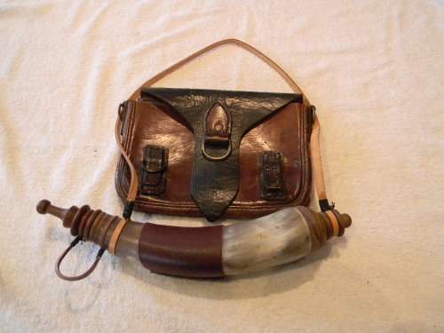 Black Powder Hunting Bag And Black Powder Horn