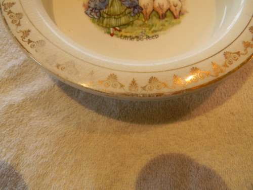 Beautiful Antique Holdfast Baby Bowl With Metal Fastening Ring ( 1892 - 1910 )