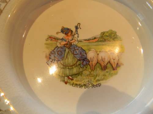 Beautiful Antique Holdfast Baby Bowl With Metal Fastening Ring ( 1892 - 1910 )