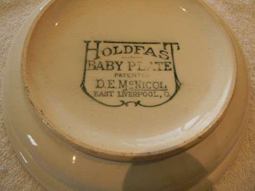 Beautiful Antique Holdfast Baby Bowl With Metal Fastening Ring ( 1892 - 1910 )