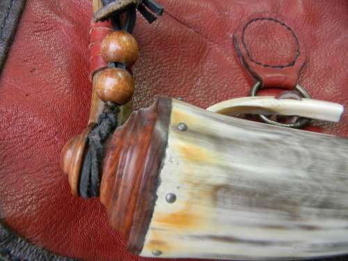 Black Powder Bag and Powder Flask No 1