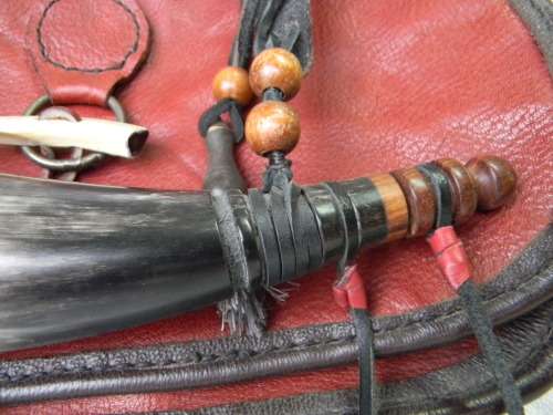 Black Powder Bag and Powder Flask No 1