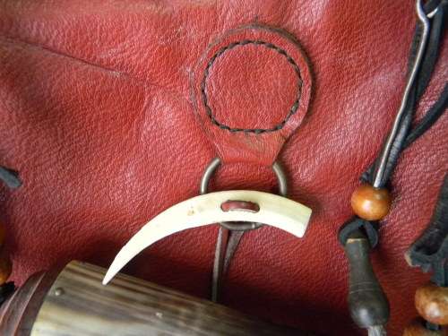 Black Powder Bag and Powder Flask No 1