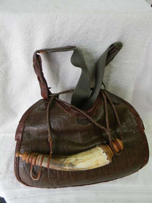 Black Powder Bag and Powder Flask No 2