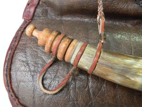 Black Powder Bag and Powder Flask No 2