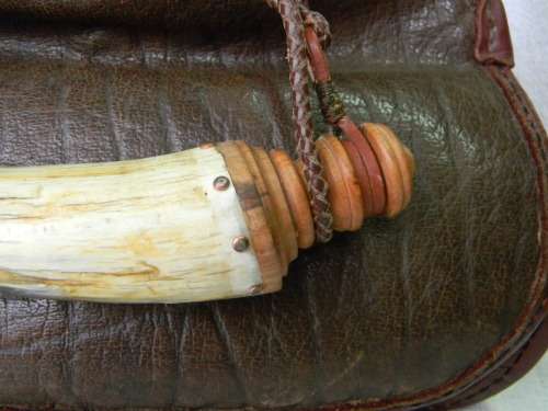 Black Powder Bag and Powder Flask No 2