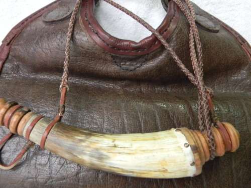 Black Powder Bag and Powder Flask No 2