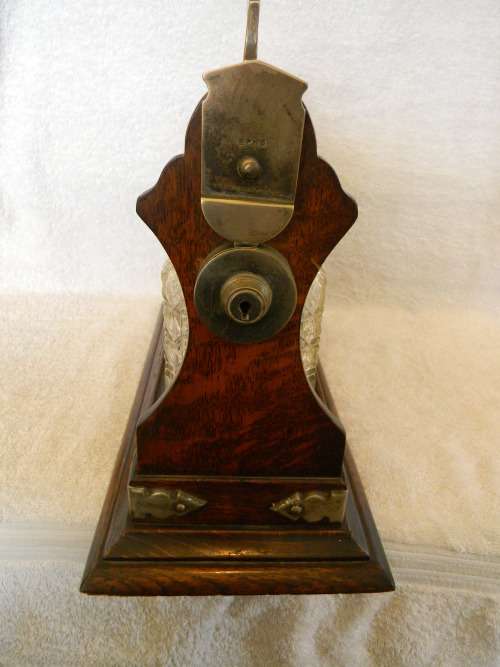 1890`s Antique Tantalus With Three Crystal Decanters