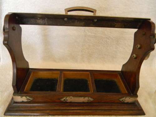 1890`s Antique Tantalus With Three Crystal Decanters