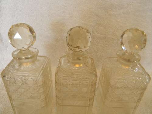 1890`s Antique Tantalus With Three Crystal Decanters