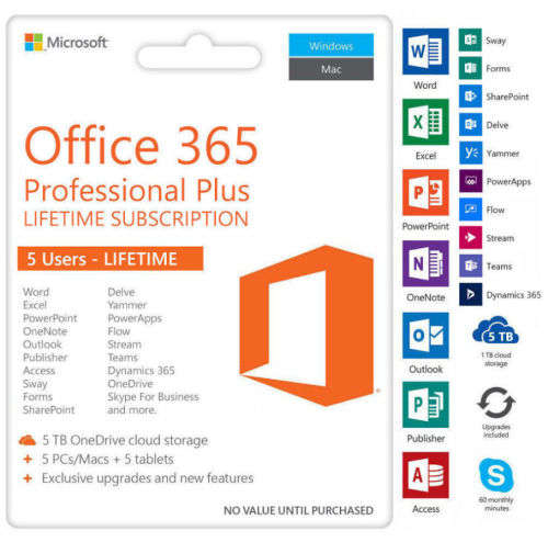 MICROSOFT OFFICE 365 ACCOUNT LIFETIME LICENSE (5 PC/Mac/Mobile)  RAPID DELIVERY!!!