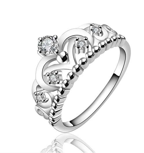 Sterling Silver Swarovski Element Princess Crown Ring