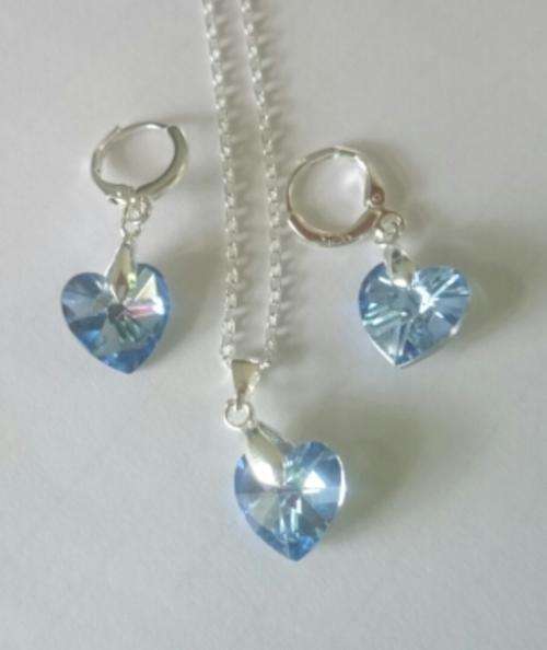 Swarovski Heart Necklace and Earring set (Purple)