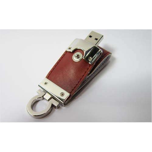 8GB - USB FLASH DRIVE - TanLeather Clip