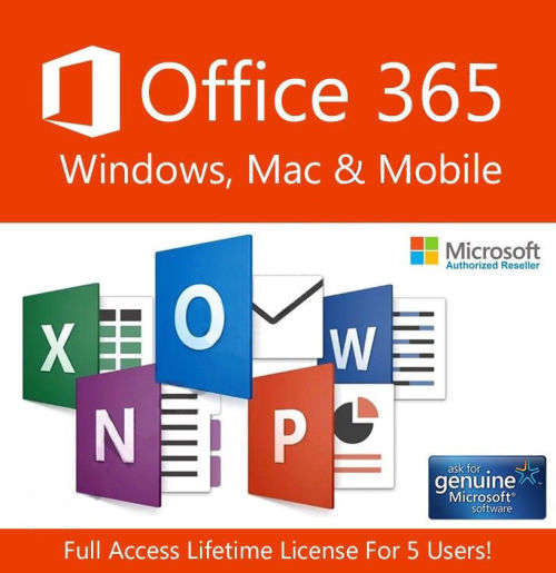 Microsoft Office 365 Account Lifetime Subscription (5 PC/Mac/Mobile)