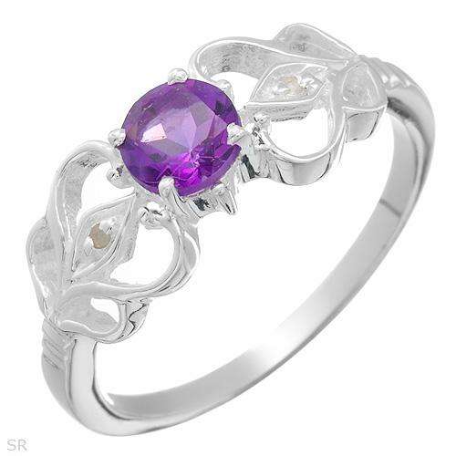 Elegant Brand New Ring 0.52ctw Precious Stones - Genuine Diamonds & Amethyst