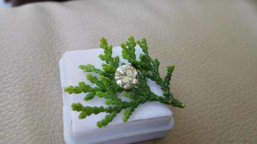 Beautiful 0.88 ct 6.55 mm Off White Yellow color VS2 Round Cut Loose Moissanite