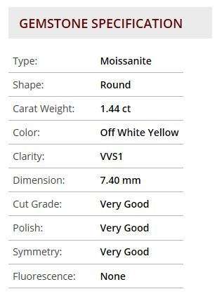 Beautiful 1.44 ct 7.40 mm White  Color K-M VVS1 Round Cut Moissanite