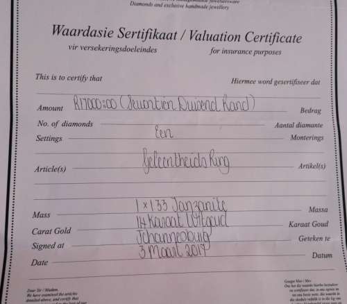 1.33ct 14ct Solid White gold solitaire Tanzanite ring