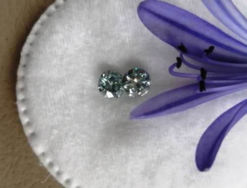 1.26tct Vvs1 Round H-I light Blue Loose Moissanite (Matched Pair)