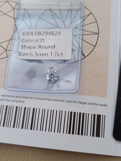 1.0ct Vvs1 Brilliant Round G Colour (GRA CERTIFIED) White Loose Moissanite