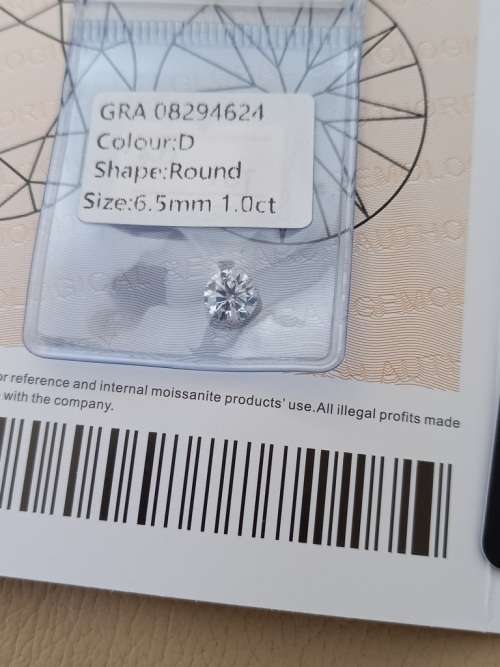 1.0ct Vvs1 Brilliant Round G Colour (GRA CERTIFIED) White Loose Moissanite