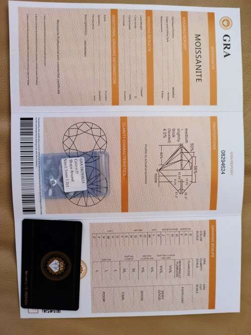 1.0ct Vvs1 Brilliant Round G Colour (GRA CERTIFIED) White Loose Moissanite