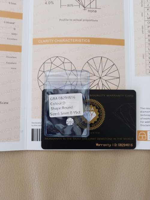 0.95ct Vvs1 Brilliant Round D Colour (GRA CERTIFIED) White Loose Moissanite