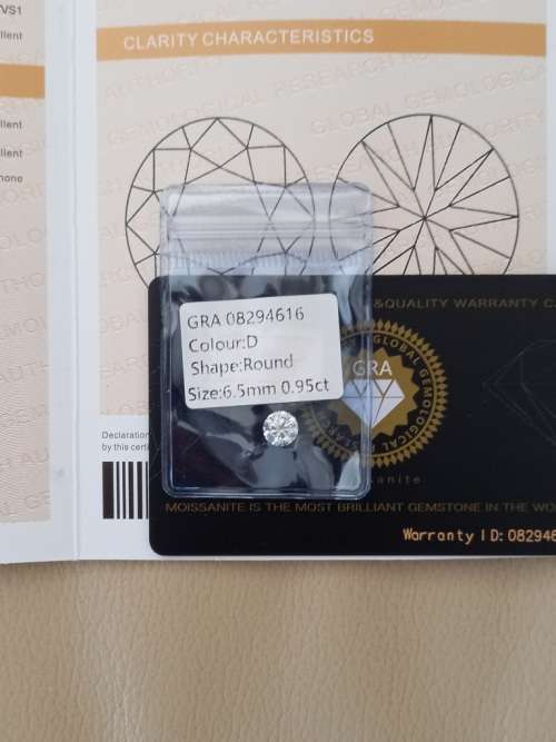 0.95ct Vvs1 Brilliant Round D Colour (GRA CERTIFIED) White Loose Moissanite