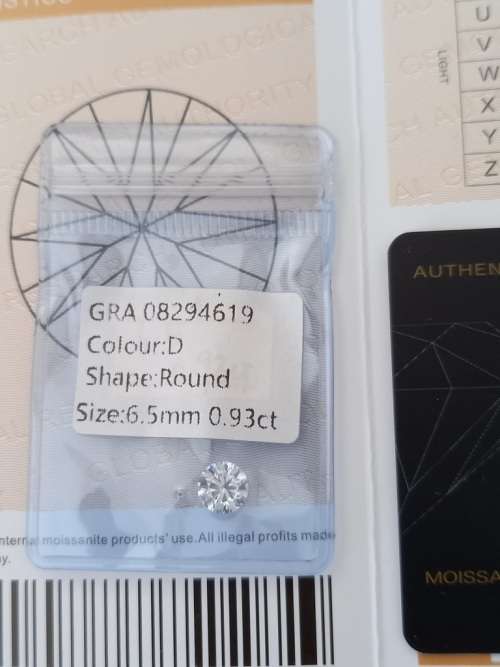 0.93ct Vvs1 Brilliant Round D Colour (GRA CERTIFIED) White Loose Moissanite