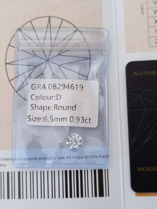 0.93ct Vvs1 Brilliant Round D Colour (GRA CERTIFIED) White Loose Moissanite