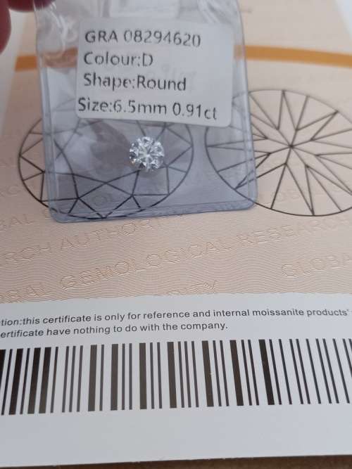 0.91ct Vvs1 Brilliant Round D Colour (GRA CERTIFIED) White Loose Moissanite