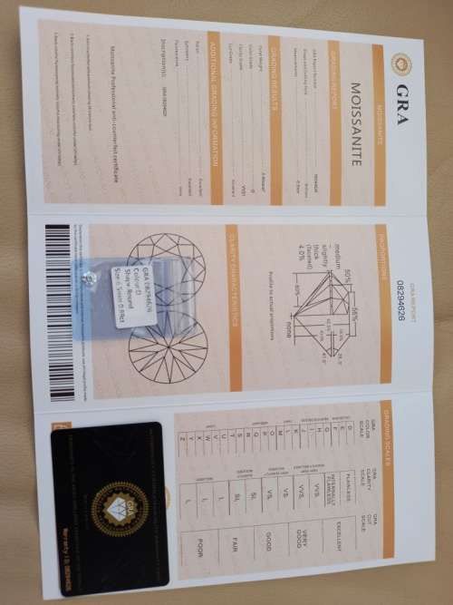 0.89ct Vvs1 Brilliant Round G Colour (GRA CERTIFIED) White Loose Moissanite