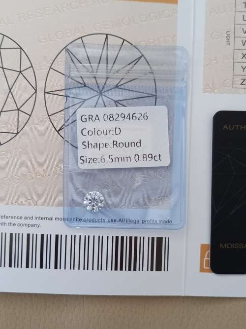 0.89ct Vvs1 Brilliant Round G Colour (GRA CERTIFIED) White Loose Moissanite