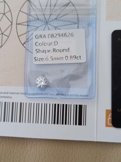 0.89ct Vvs1 Brilliant Round G Colour (GRA CERTIFIED) White Loose Moissanite