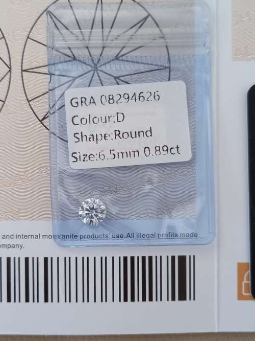 0.89ct Vvs1 Brilliant Round G Colour (GRA CERTIFIED) White Loose Moissanite